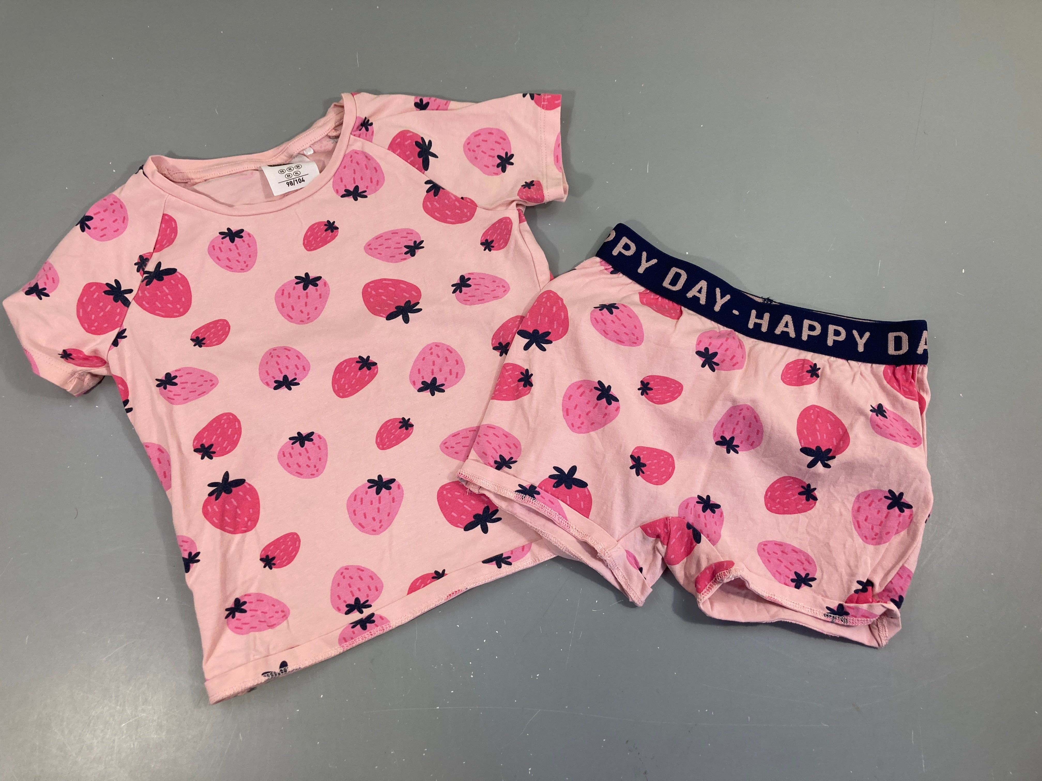 Pyjashort 2pcs jersey rose fraises