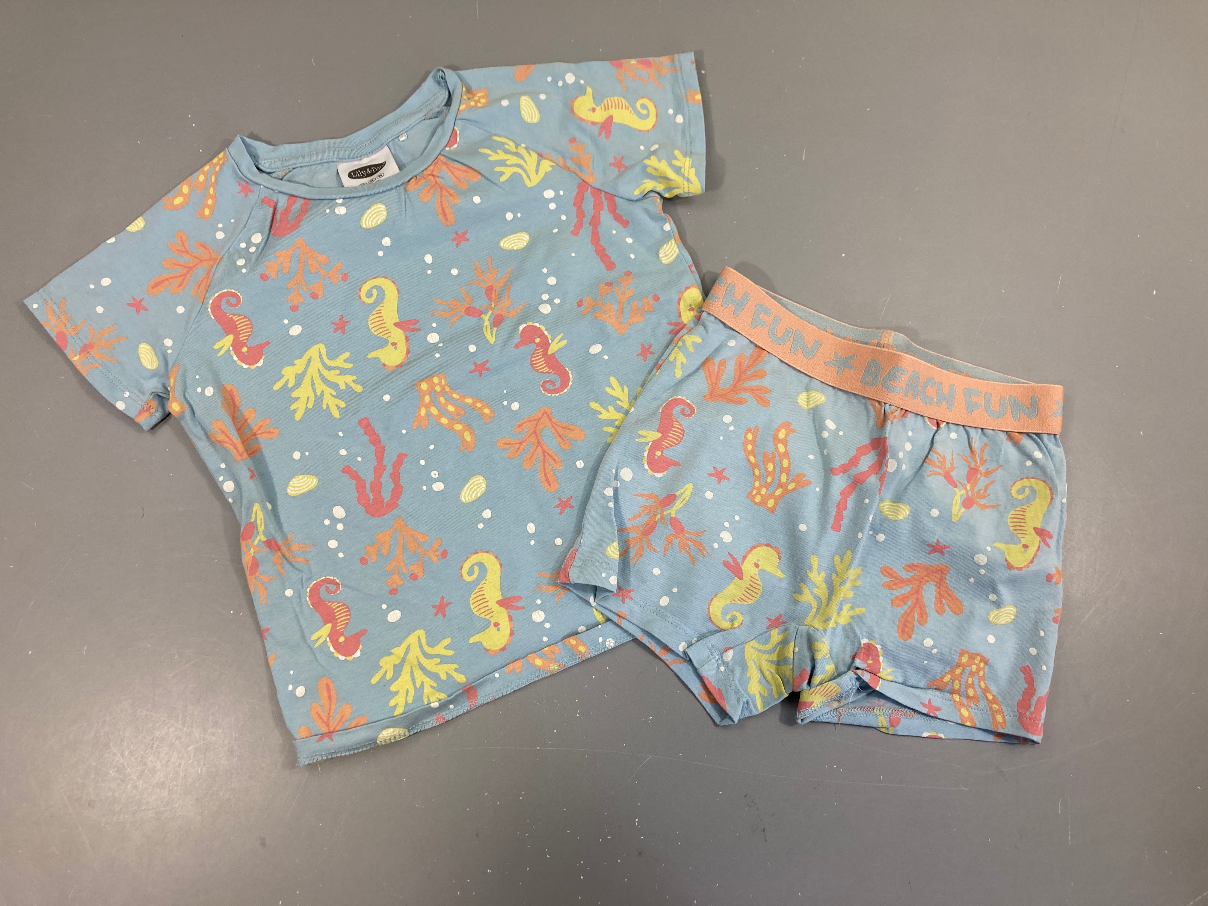 Pyjashort 2pcs jersey bleu fond marin