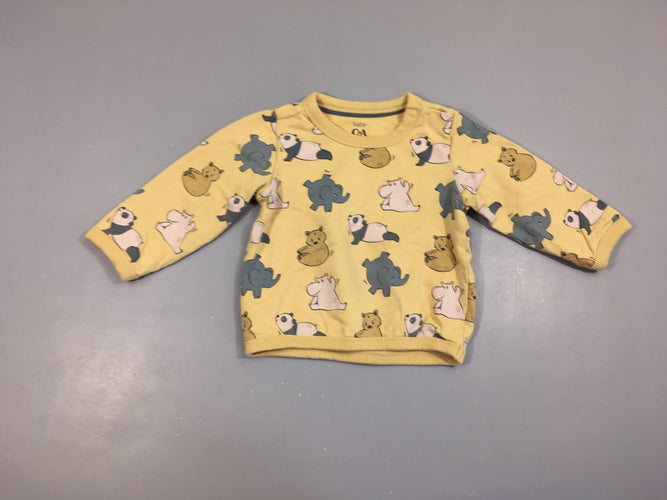Sweat léger jaune animaux, moins cher chez Petit Kiwi