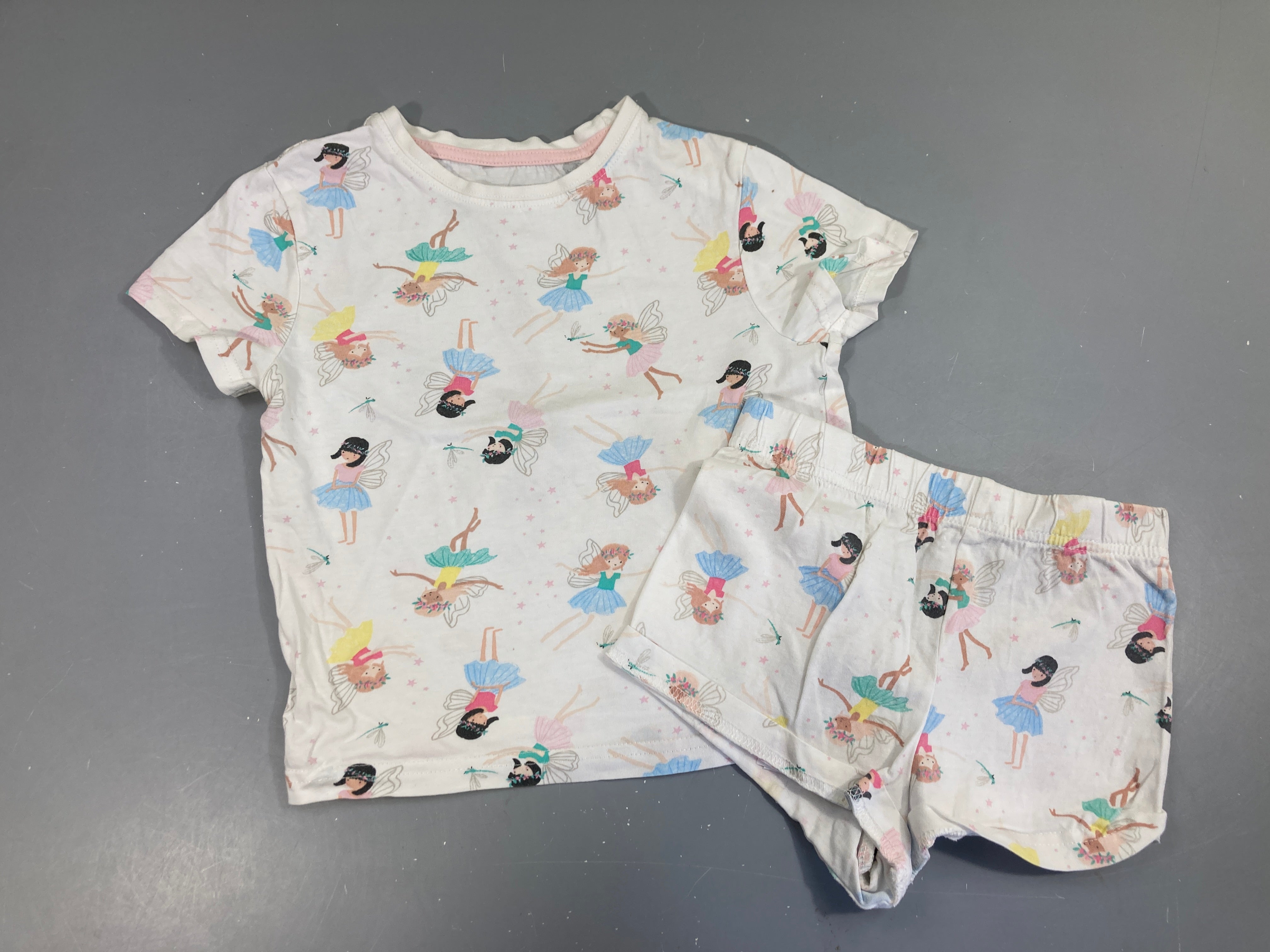 Pyjashort 2pcs jersey blanc Fées
