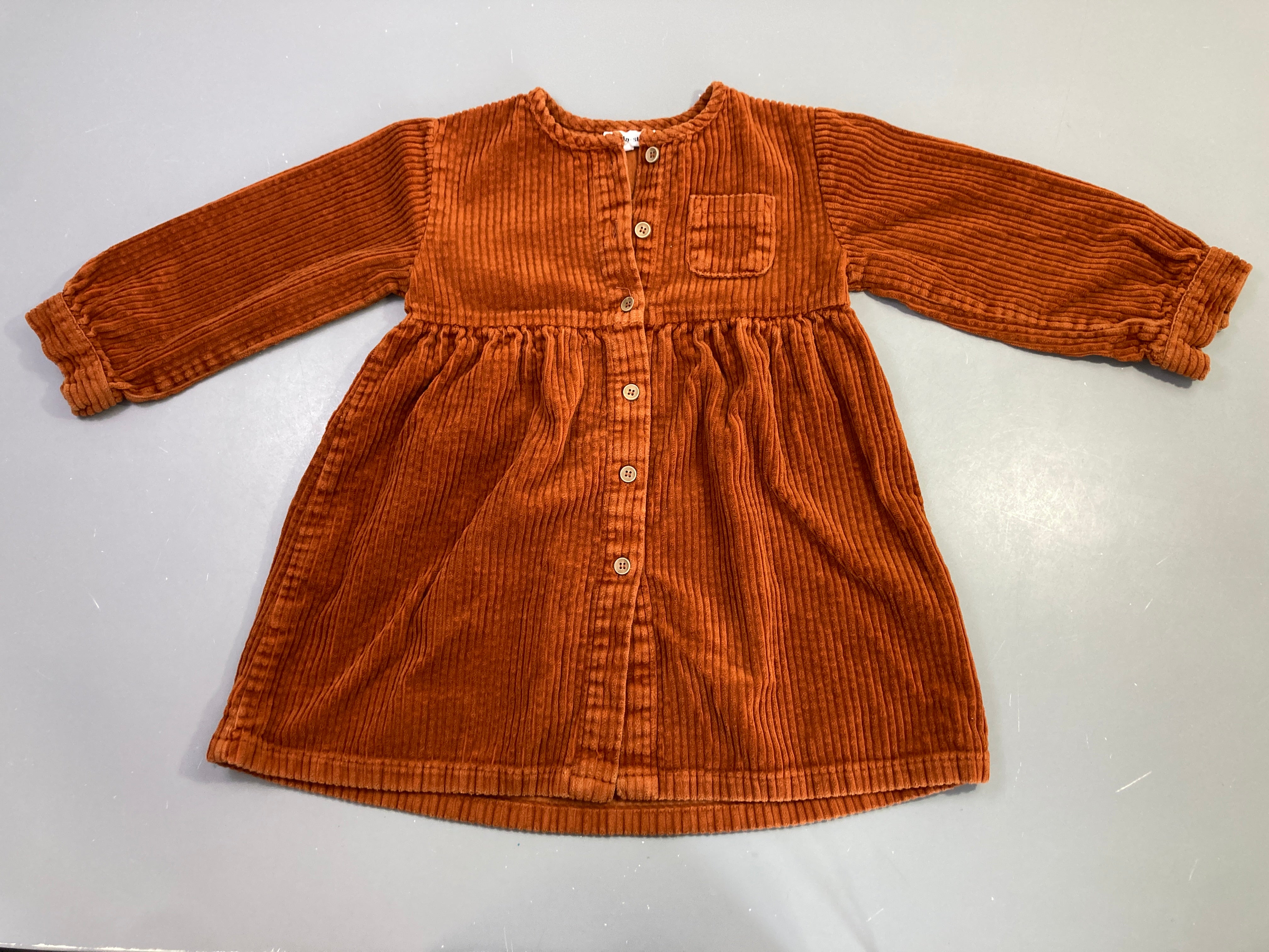 Robe chemise m.l rouille velours côtelé
