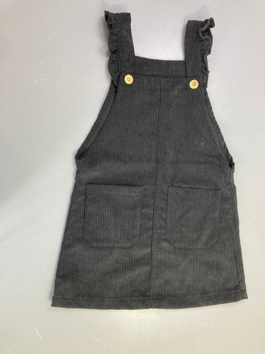 Robe salopette velours côtelé noire poches, moins cher chez Petit Kiwi