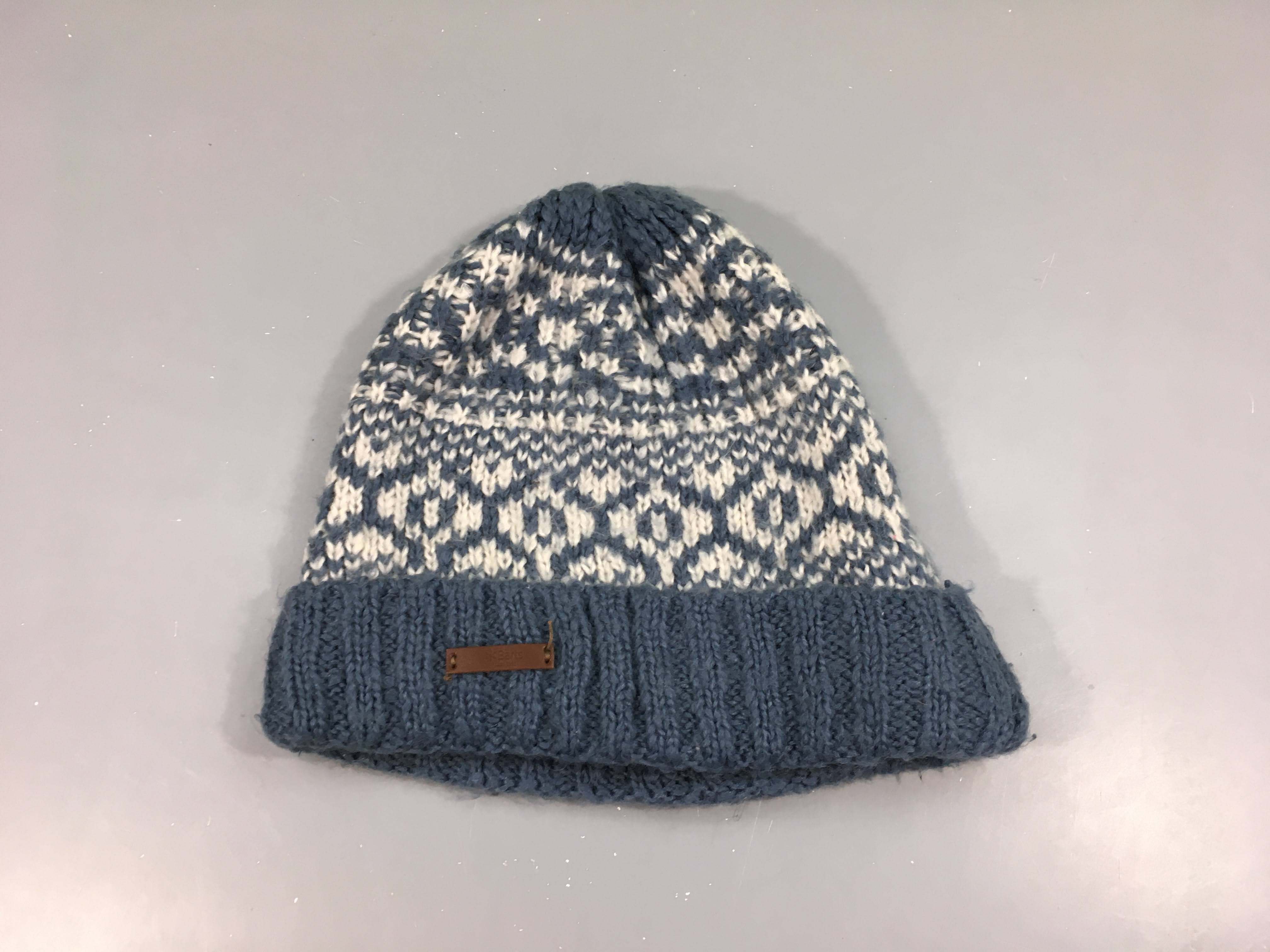 Bonnet mailles bleues-blanches