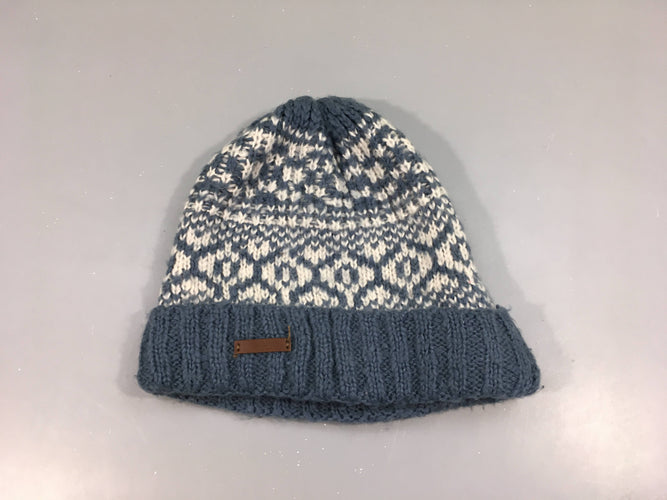 Bonnet mailles bleues-blanches, moins cher chez Petit Kiwi