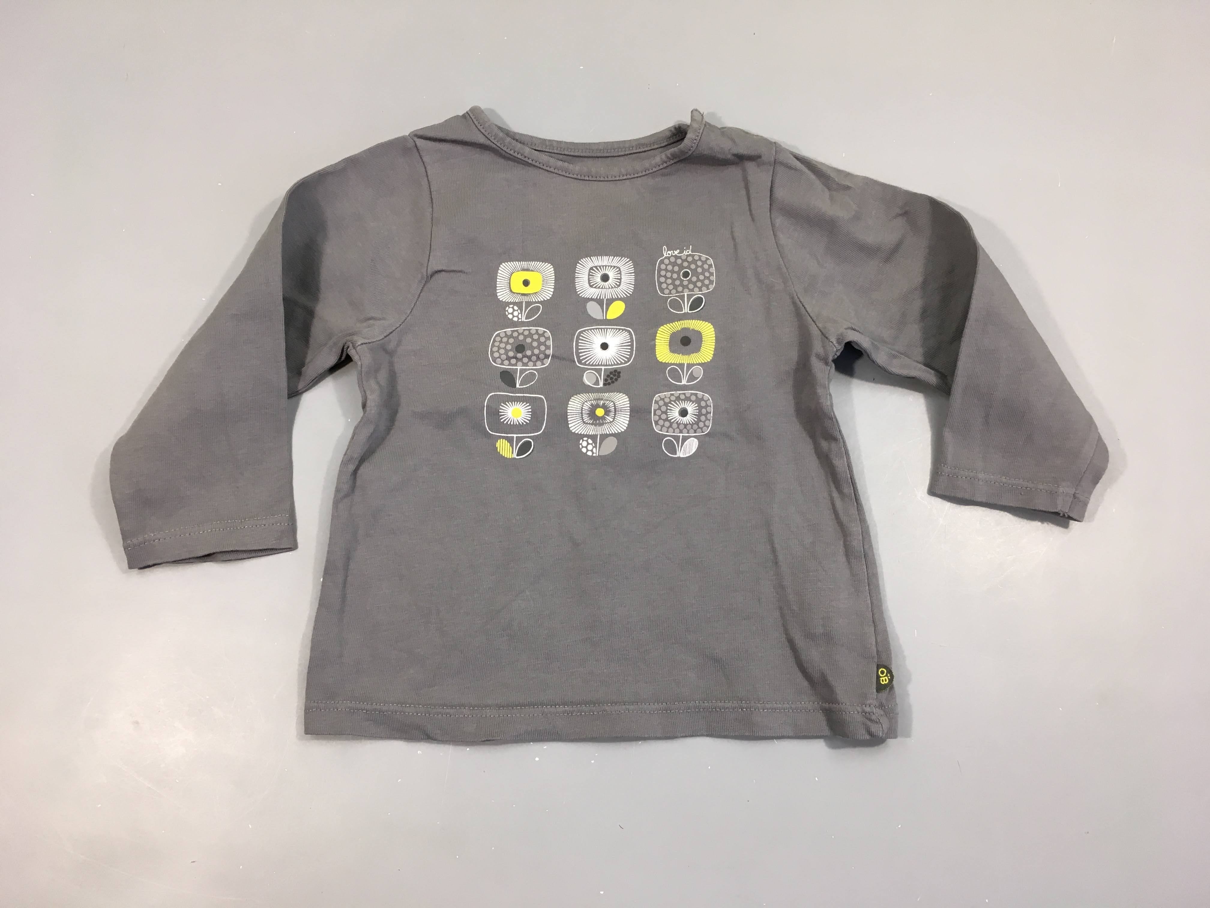 T-shirt m.l gris fleurs