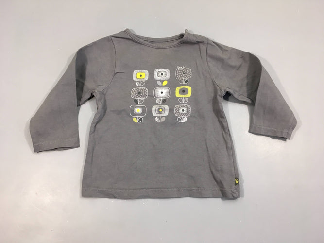T-shirt m.l gris fleurs, moins cher chez Petit Kiwi
