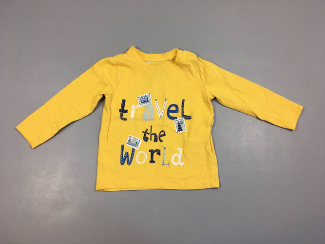 T-shirt m.l jaune travel, moins cher chez Petit Kiwi