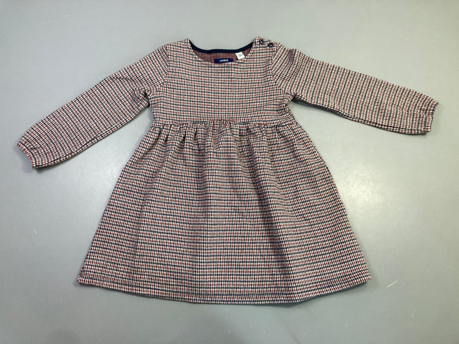 Robe m.l pied-de-poule bordeaux marine blanc, légèrement bouloché, moins cher chez Petit Kiwi
