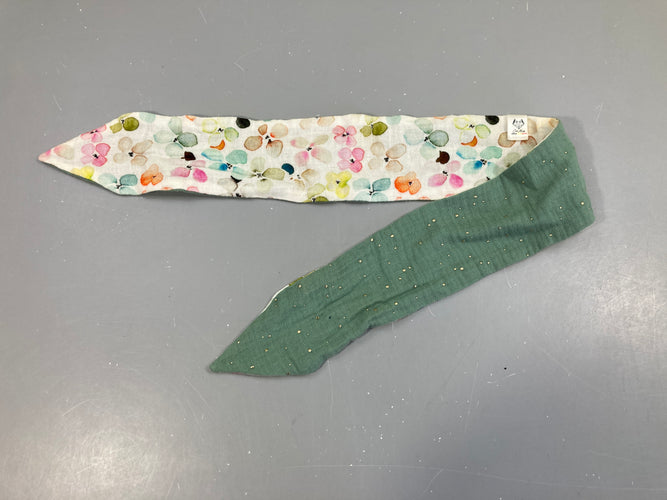 Bandeau kaki pois doré/blanc fleuri, moins cher chez Petit Kiwi
