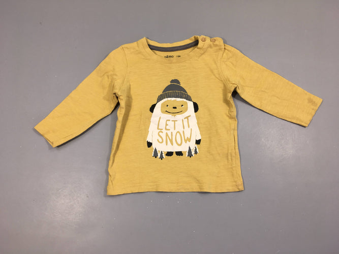 T-shirt m.l jaune flammé let it snow, moins cher chez Petit Kiwi
