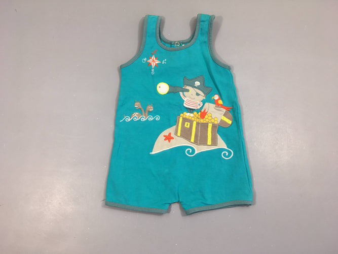 Combishort s.m jersey turquoise rayé pirate, moins cher chez Petit Kiwi