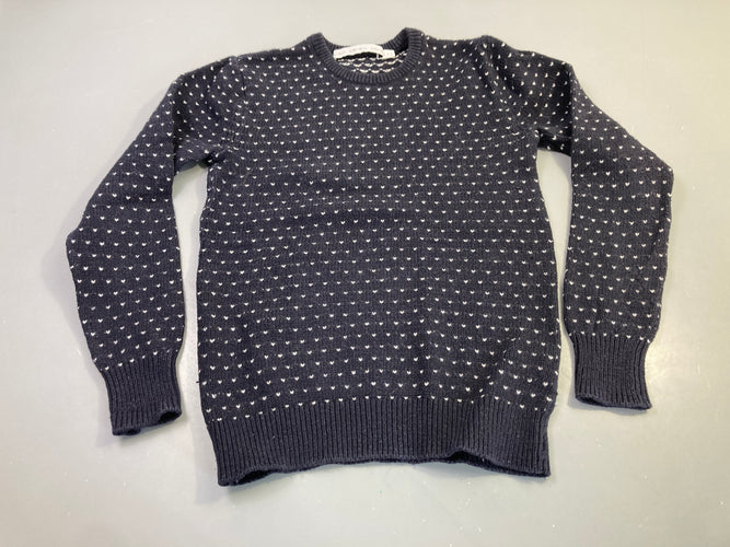 Pull bleu marine imprimé cœurs blancs 8%laine- &Other Stories, moins cher chez Petit Kiwi
