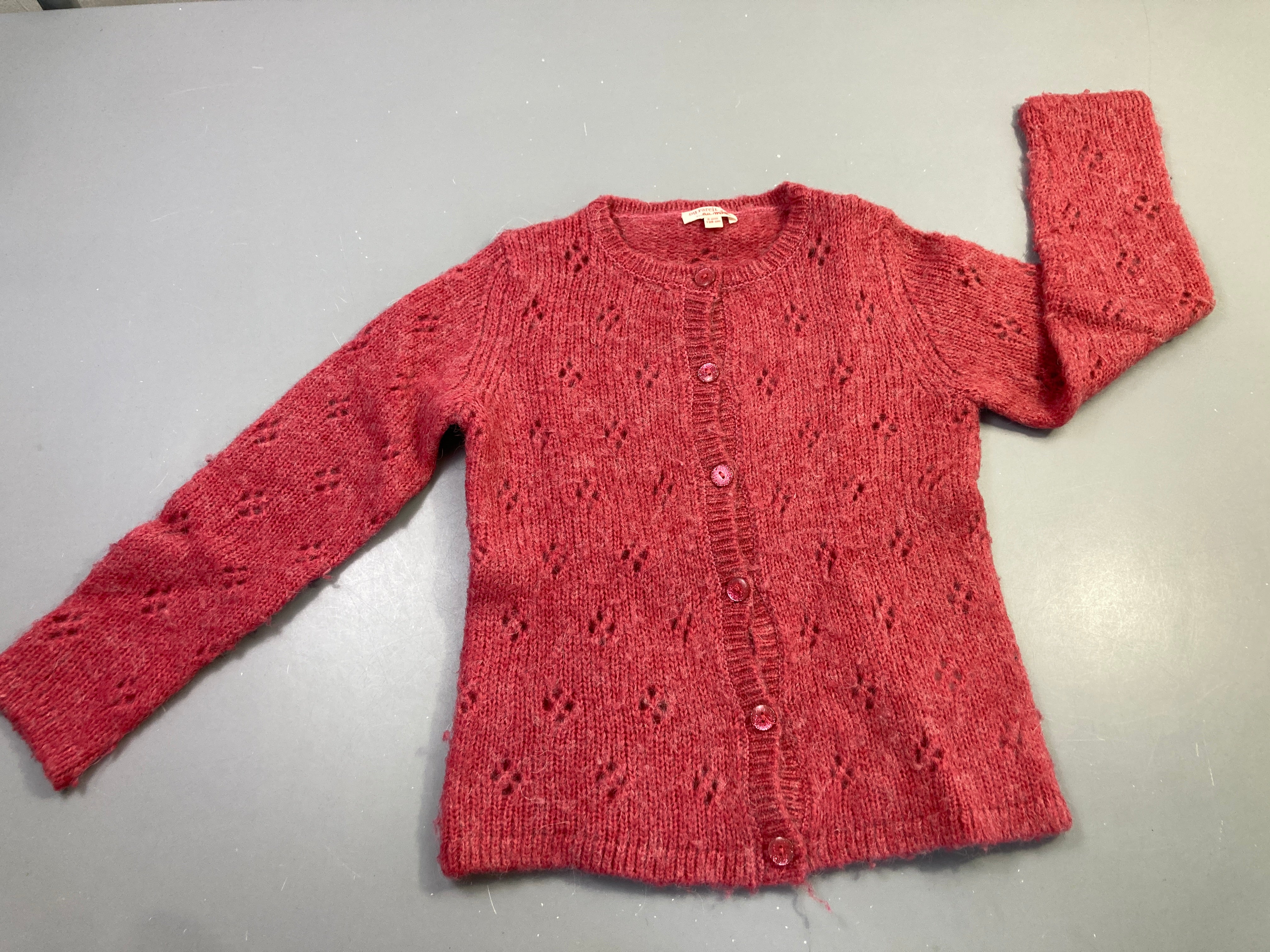 Gilet rose chiné ajouré 20% Laine, 3%Alpaga