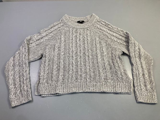 Pull gris chiné torsadé, moins cher chez Petit Kiwi