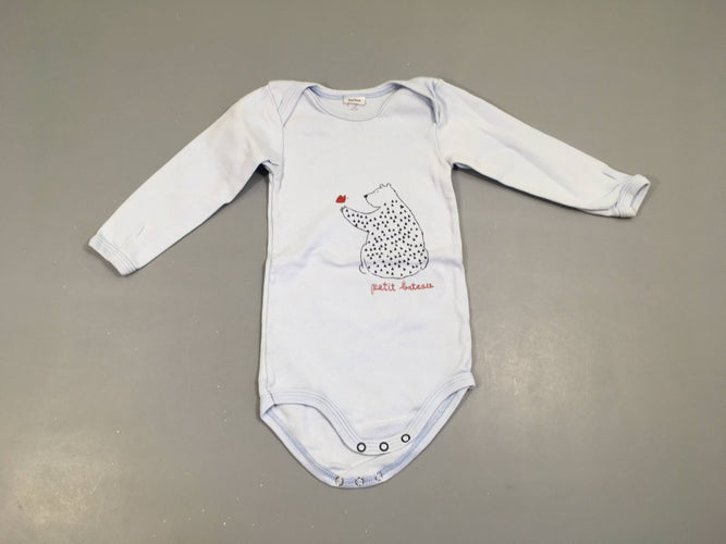 Body m.l bleu clair ours coeur, moins cher chez Petit Kiwi