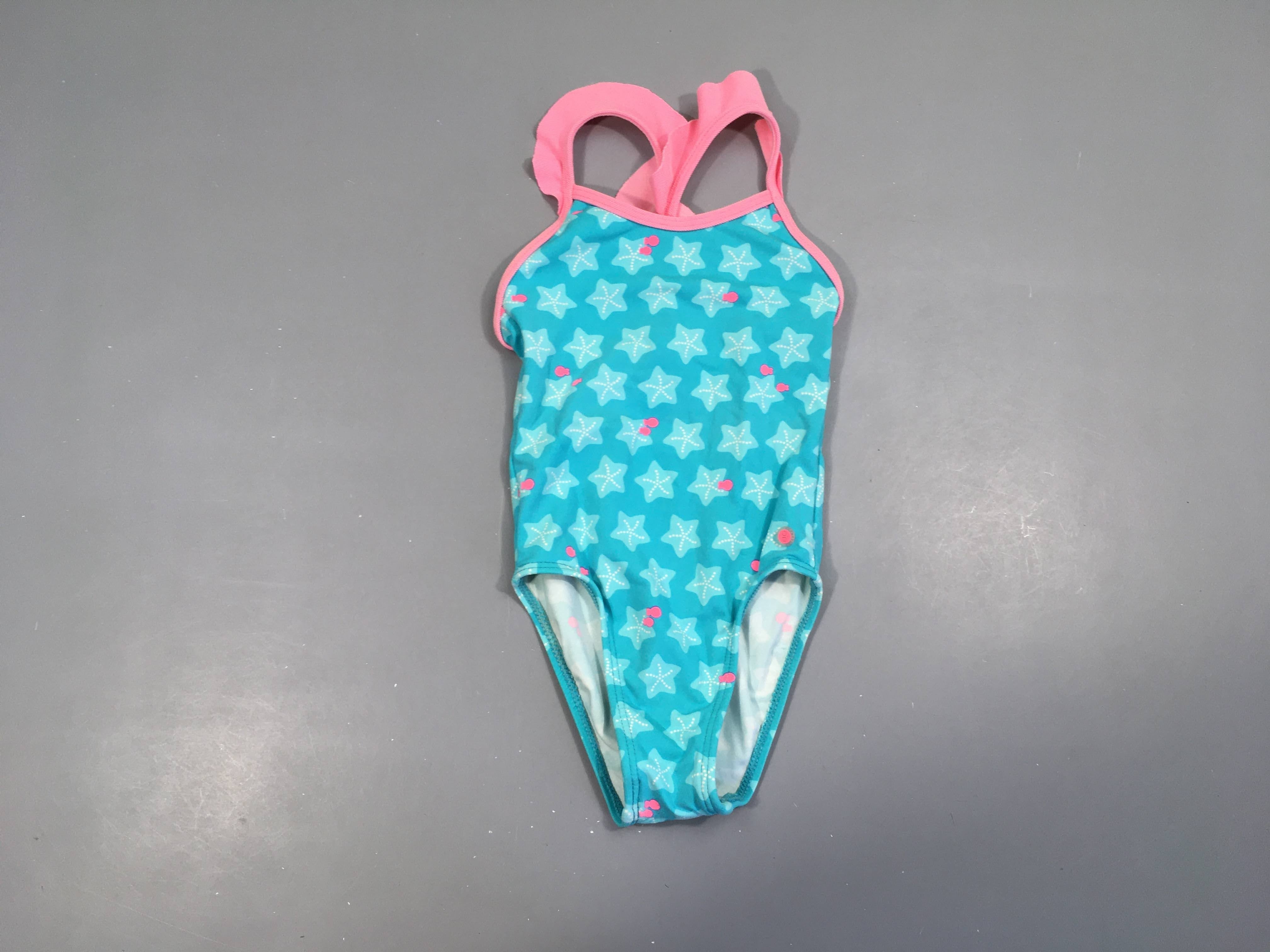 Maillot turquoise/rose étoiles poissons froufrous