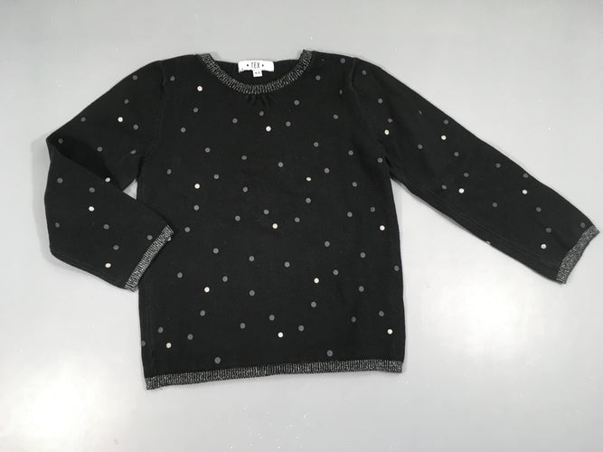 Pull noir pois argenté, moins cher chez Petit Kiwi