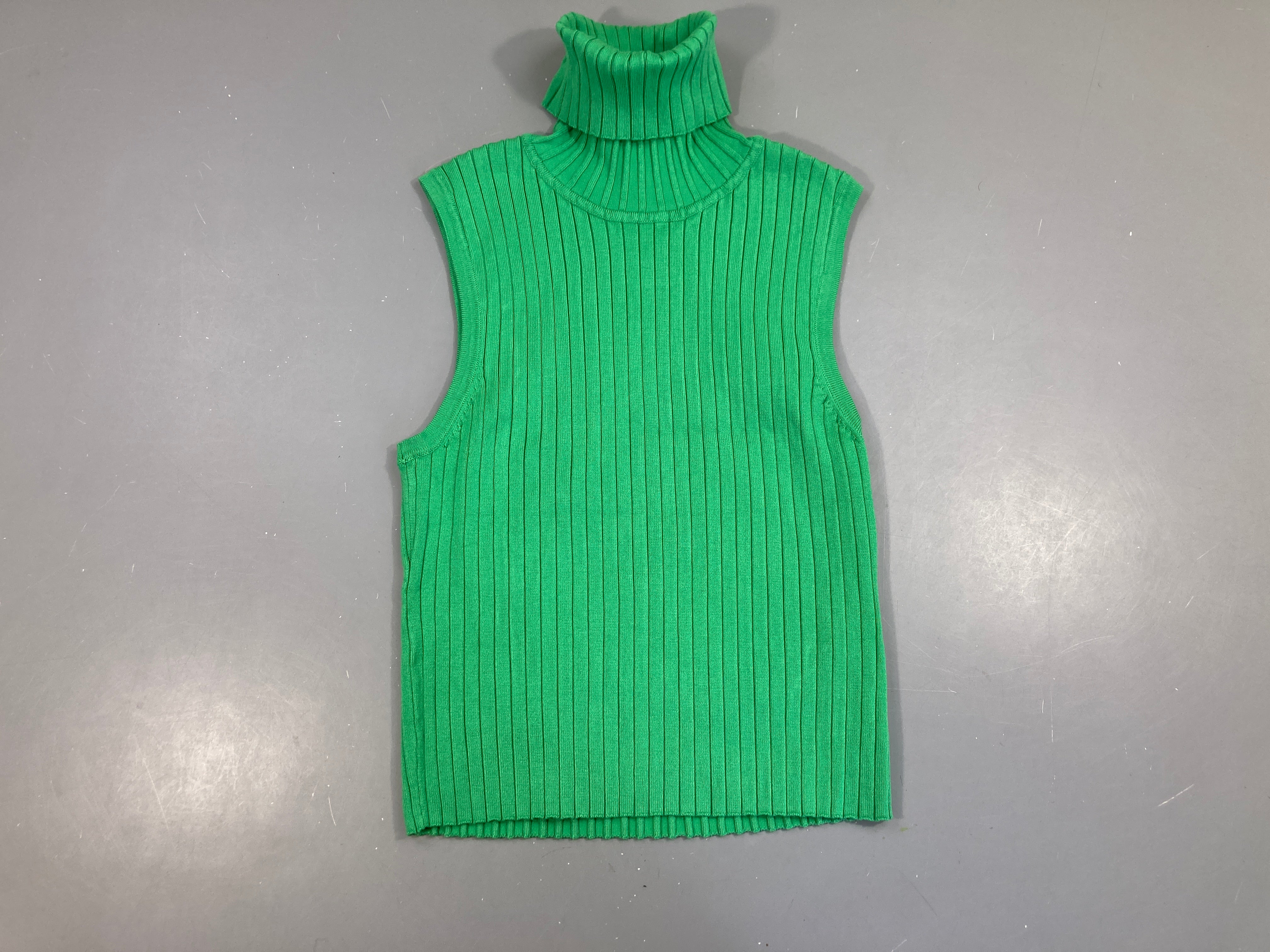 T-shirt s.m côtelé vert col roulé