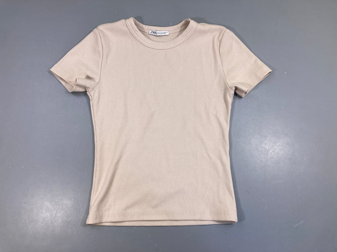 T-shirt m.c beige côtelé, moins cher chez Petit Kiwi