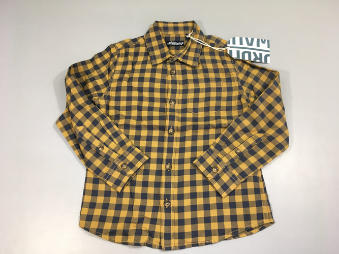 NEUF chemise m.l carreaux kaki/bleu foncé, moins cher chez Petit Kiwi