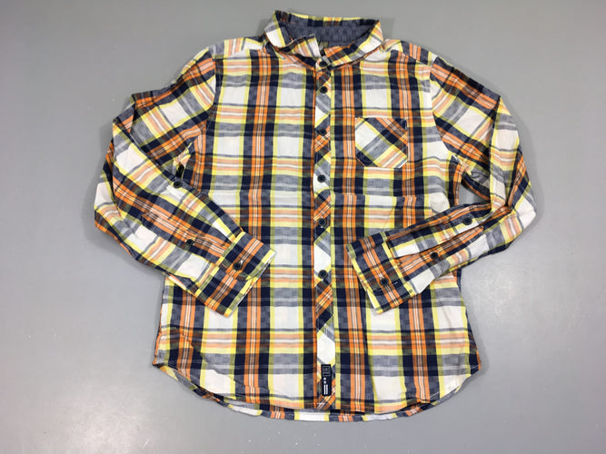 Chemise m.l carreaux blanc/orange/bleu/jaune, moins cher chez Petit Kiwi