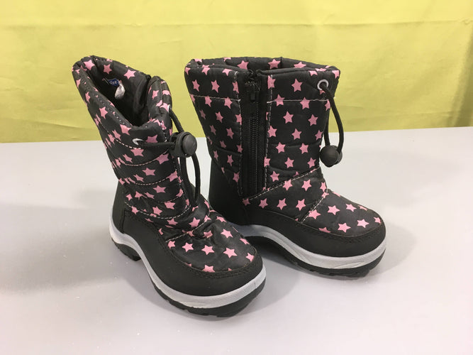 NEUF bottes de neige noir étoiles roses, 25, moins cher chez Petit Kiwi