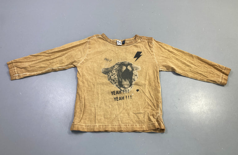 T-shirt m.l moutarde imprimé léopard Yeah effet délavé, moins cher chez Petit Kiwi