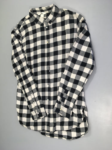 Chemise oversized m.l blanche carreaux bleu foncé, moins cher chez Petit Kiwi