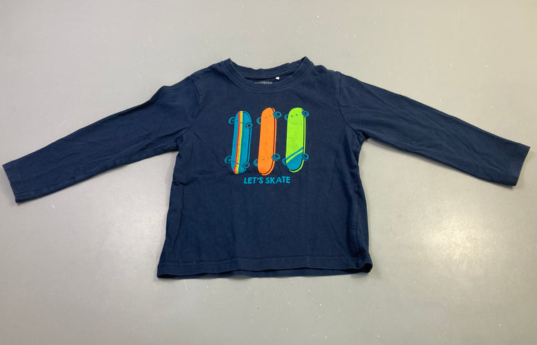 T-shirt m.l bleu marine imprimé skateboards, moins cher chez Petit Kiwi
