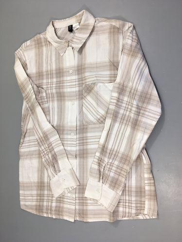 Chemise oversized m.l blanche carreaux beige, moins cher chez Petit Kiwi
