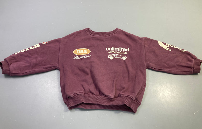 Sweat prune imprimé USA Racing Crew, moins cher chez Petit Kiwi
