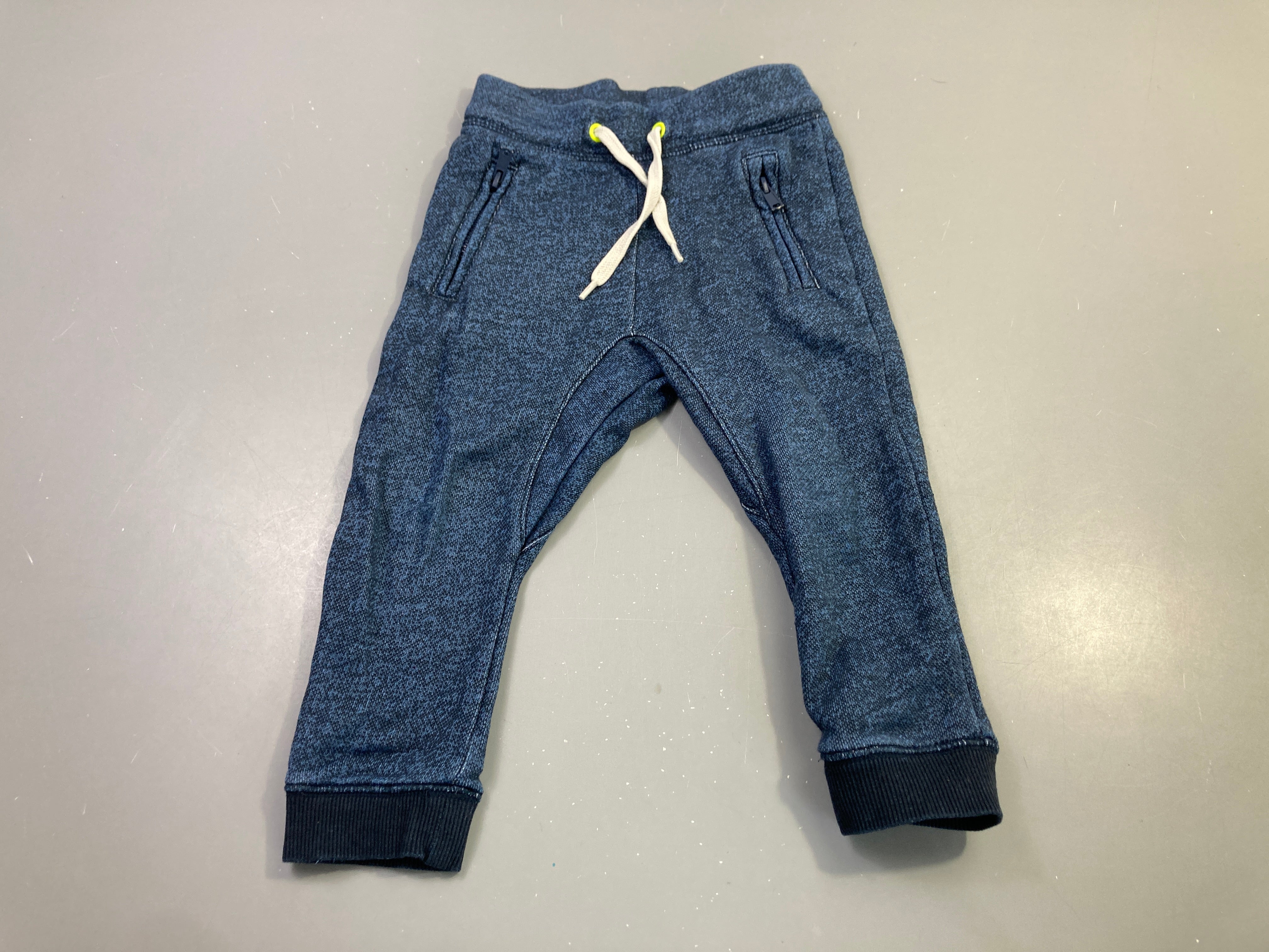 Pantalon jogging bleu chiné zippé