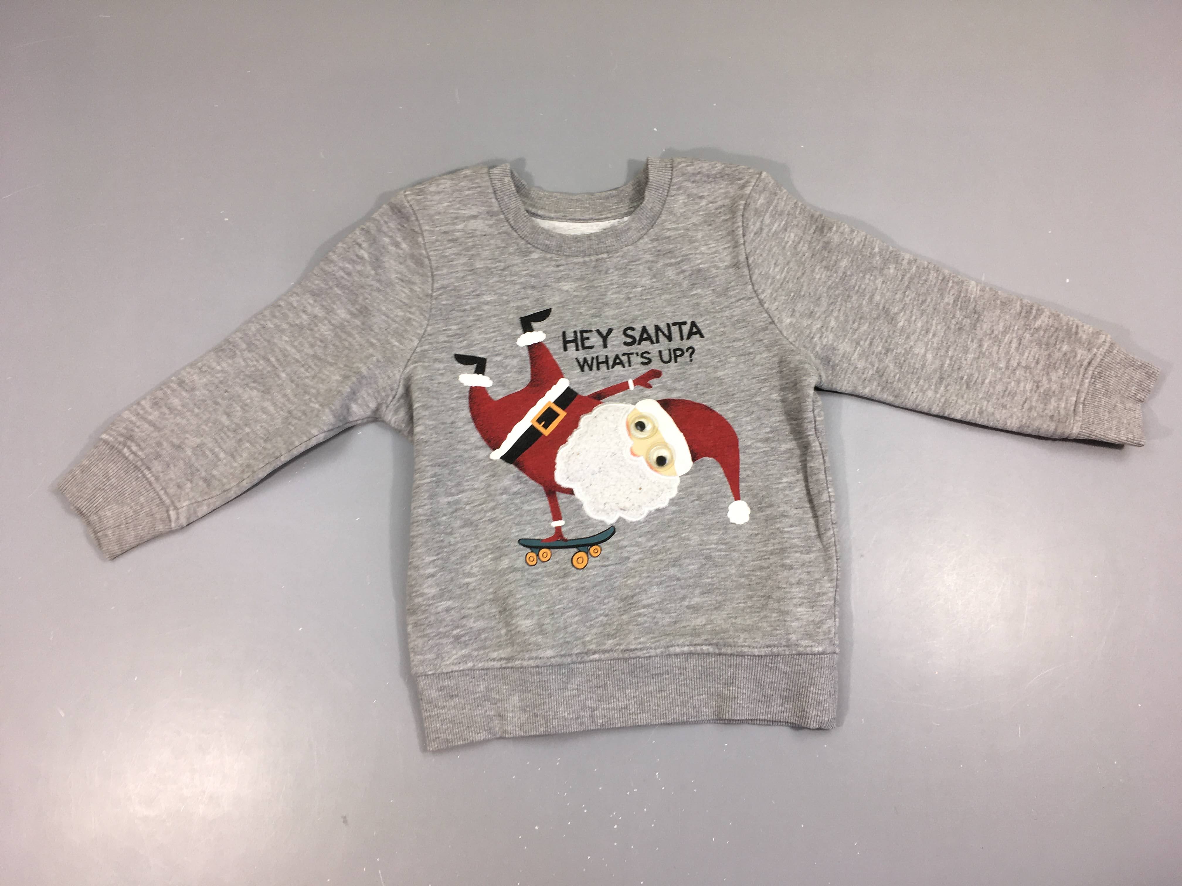 Sweat gris chiné Santa, Noël