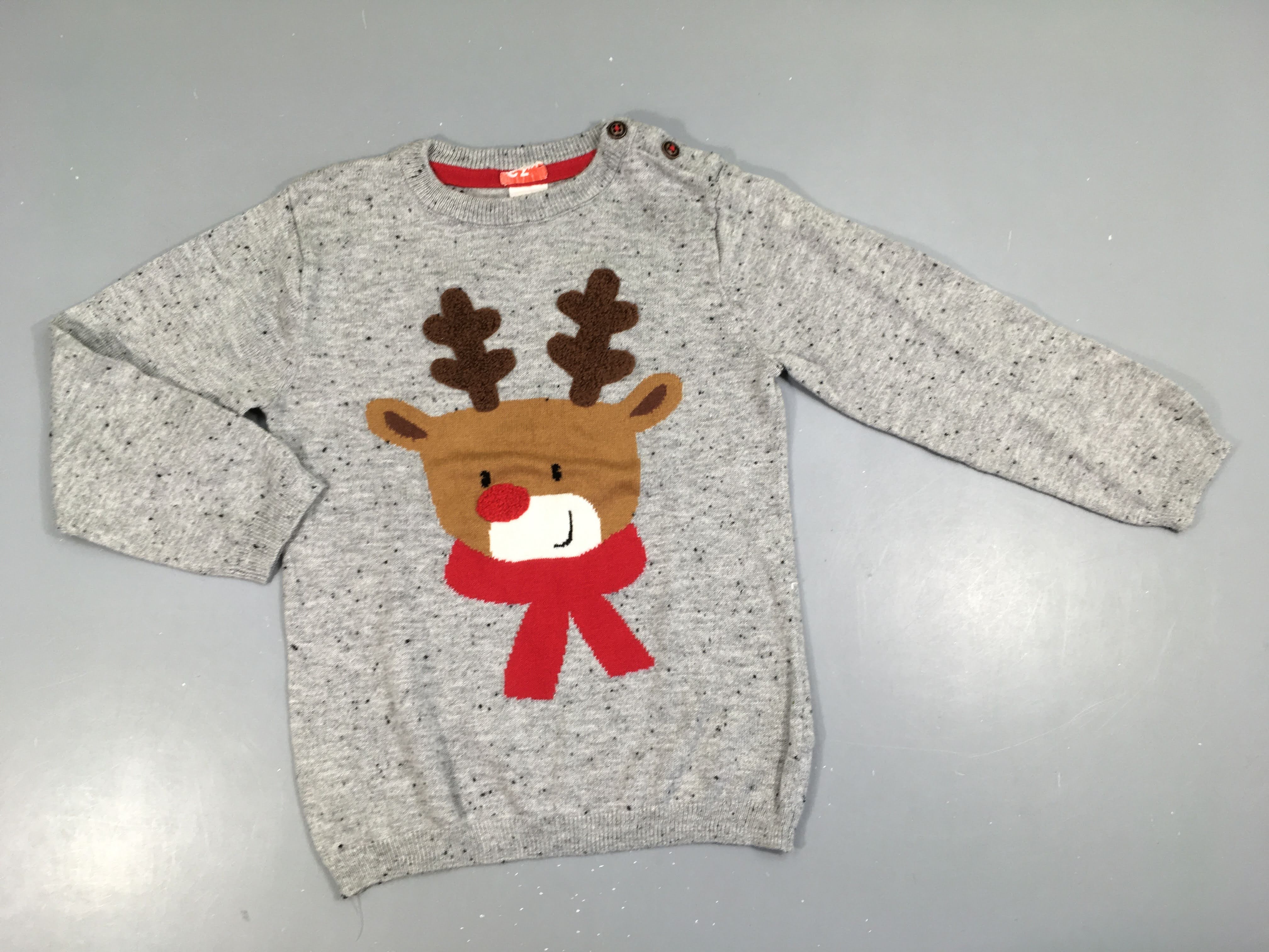 Pull gris chiné renne