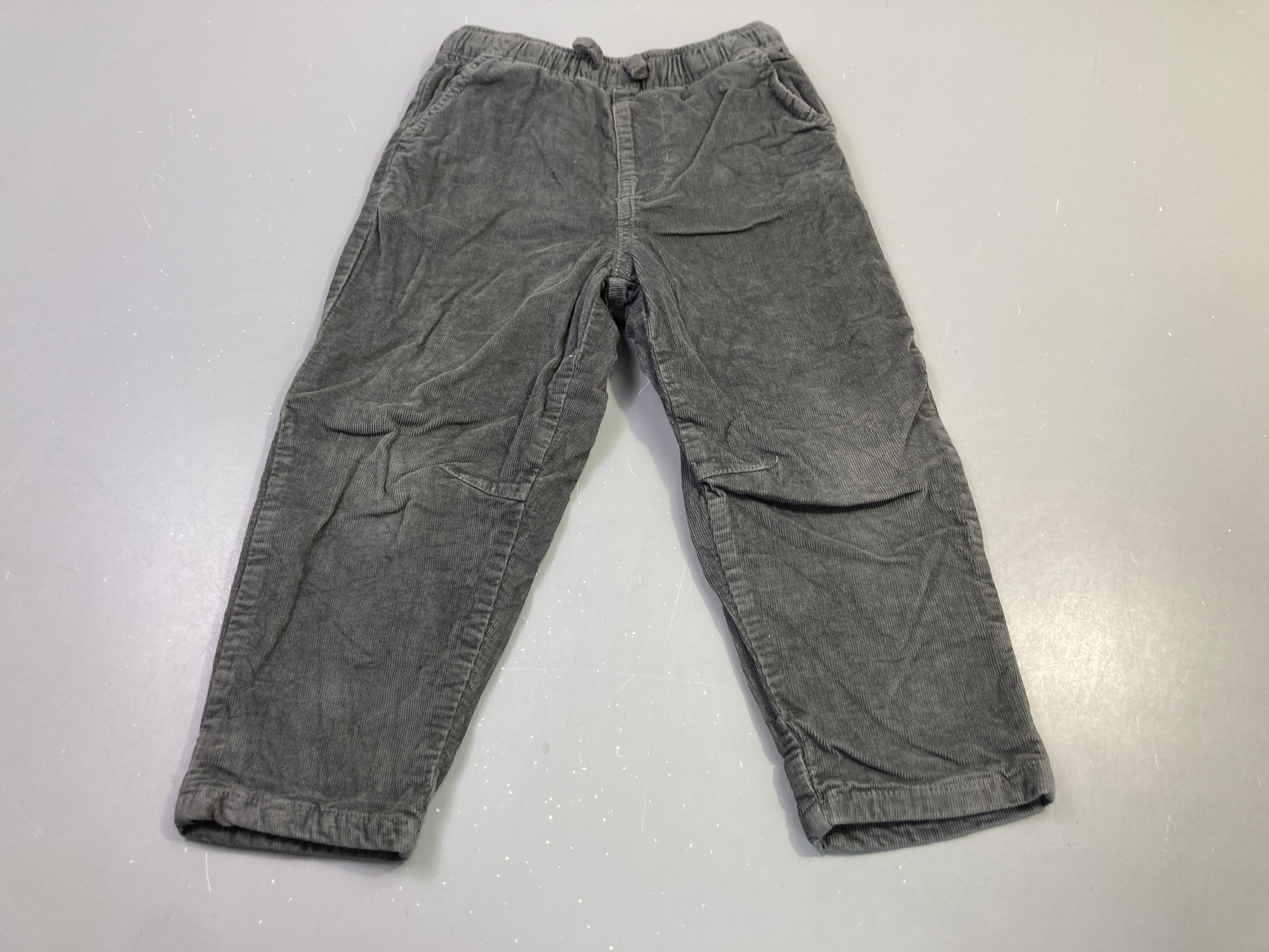 Pantalon velours côtelé gris doublé jersey taille élastique