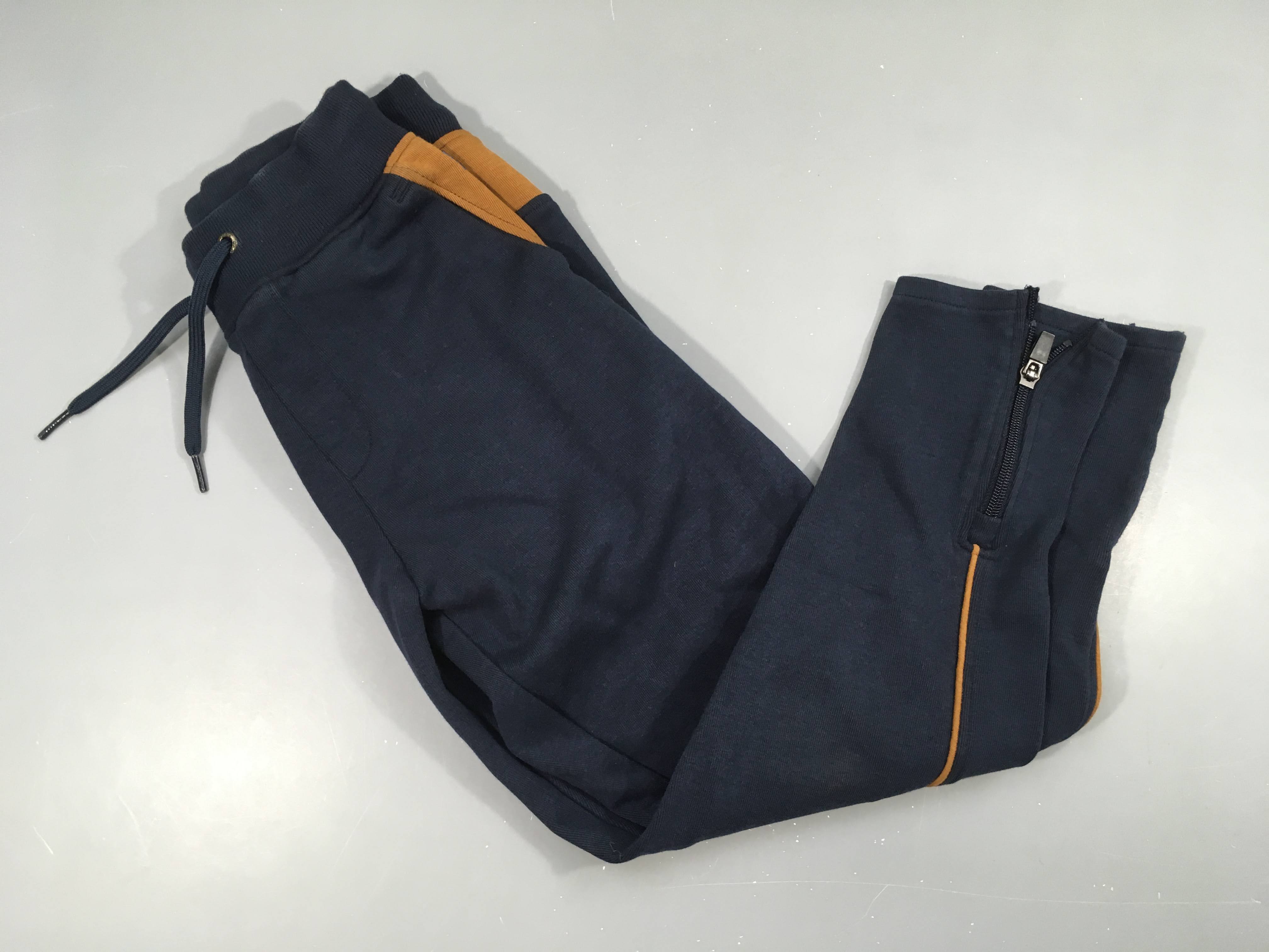 Pantalon training bleu foncé/brun, zips dans le bas