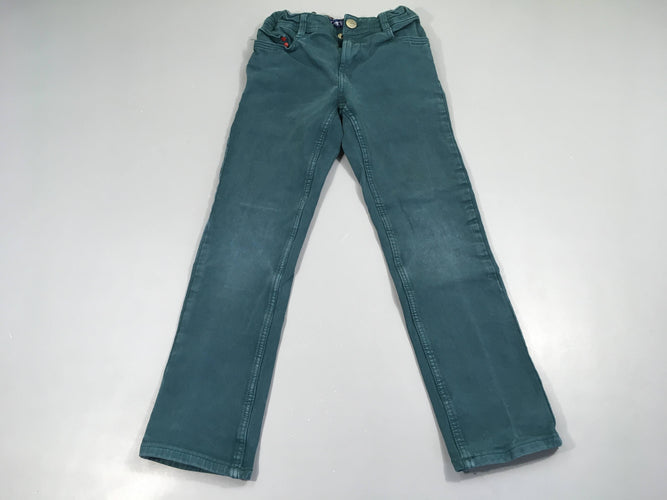 Pantalon slim toile bleu canard, usé aux genoux, moins cher chez Petit Kiwi