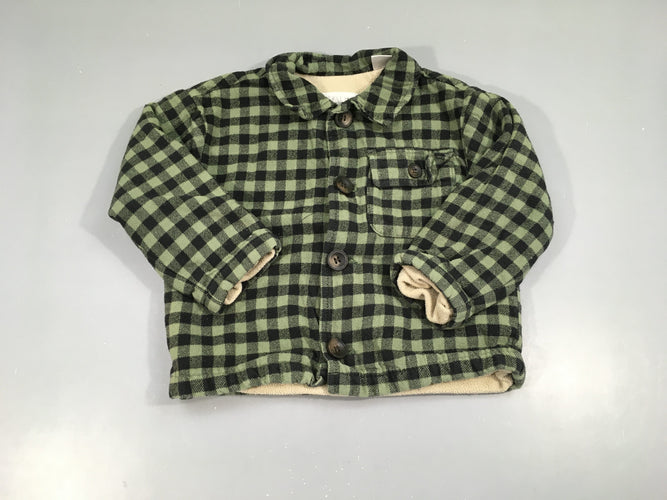 Surchemise m.l flanelle carreaux kaki/noir doublé polar, légèrement bouloché, moins cher chez Petit Kiwi