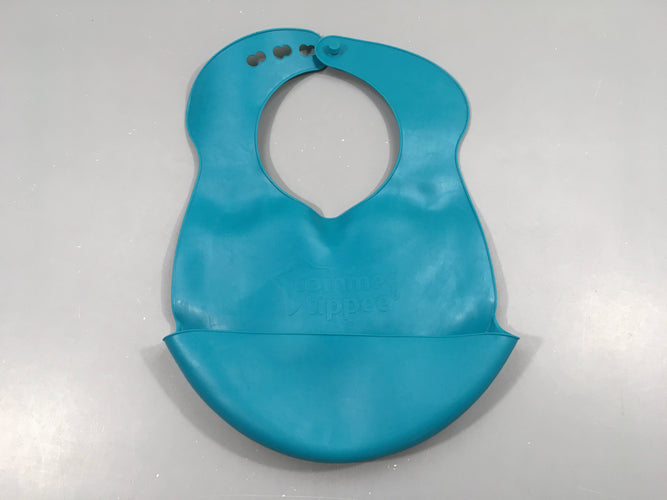 Bavoir en silicone bleu avec réservoir, moins cher chez Petit Kiwi