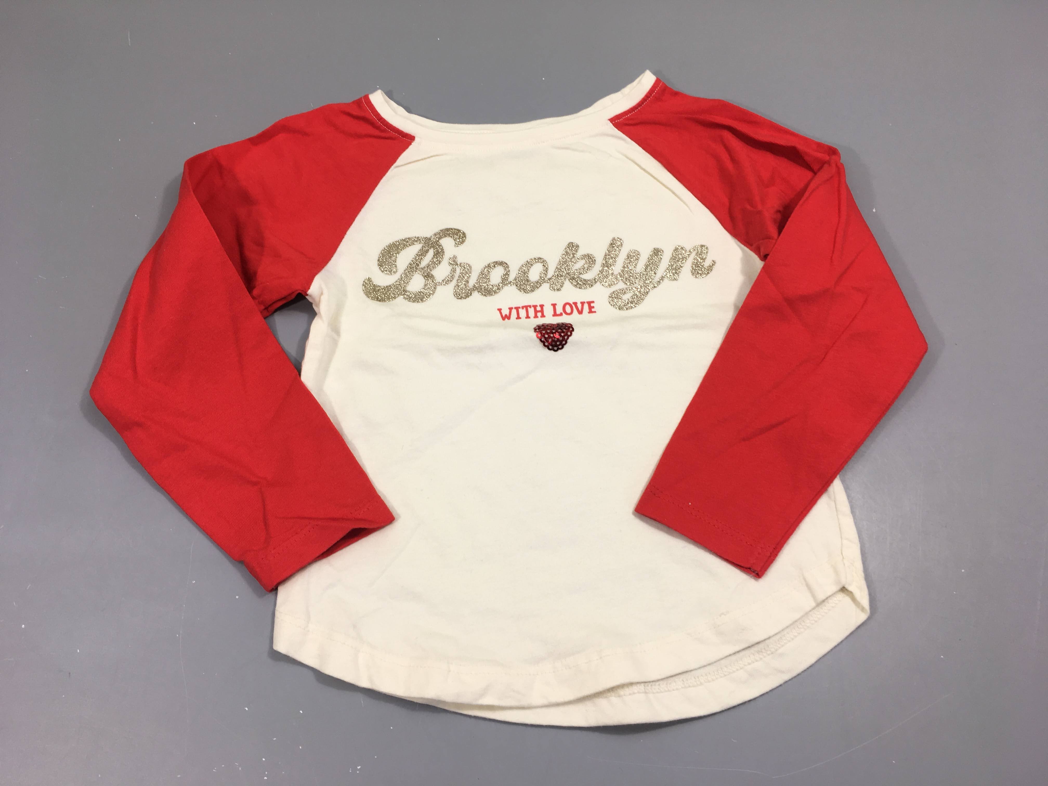 T-shirt m.l blanc manches rouges