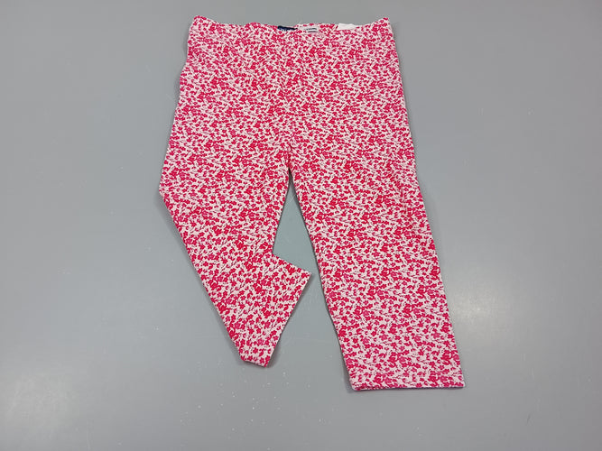 Legging 3/4 blanc à fleurs roses, moins cher chez Petit Kiwi