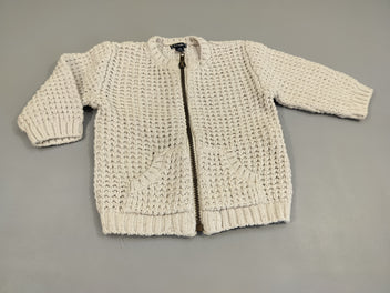 Gilet zippé en maille écru