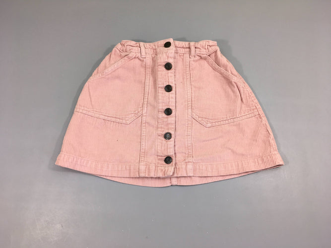 Jupe rose clair velours côtelé boutons, moins cher chez Petit Kiwi