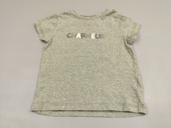 T-shirt m.c gris clair flammé 
