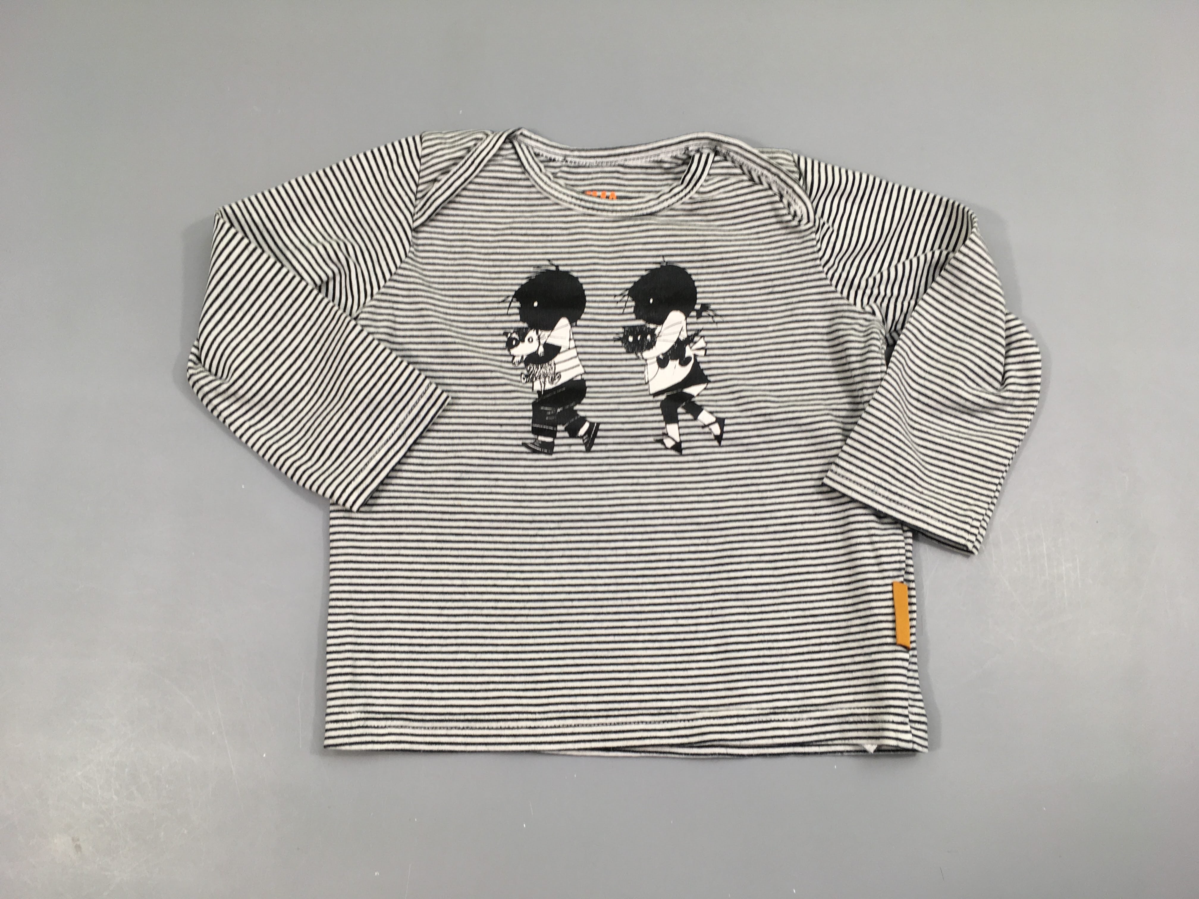 T-shirt m.l blanc rayé noir Enfants chats