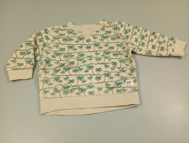 Sweat greige, palmiers, moins cher chez Petit Kiwi