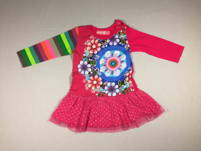 Robe multicolore jersey et tulle, moins cher chez Petit Kiwi