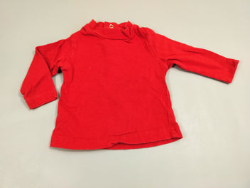 T-shirt m.l rouge, petit col roulé