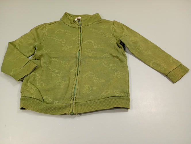 Sweat zippé vert, animaux, moins cher chez Petit Kiwi