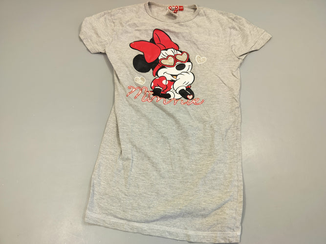Robe de nuit gris clair flammé Minnie, motif légèrement délavé 92% coton 8% polyester, moins cher chez Petit Kiwi